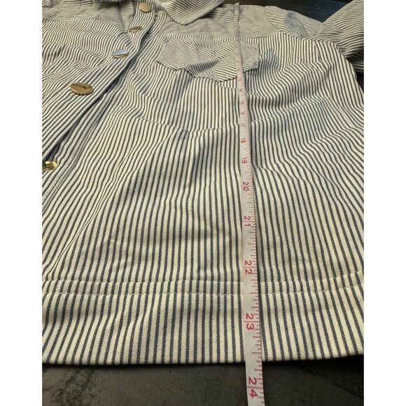 Chico's Fully Lined Snap Striped Jacket - Sz 2 (12/14) - Picture 9 of 15